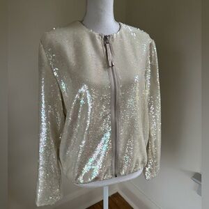 Elie by Elie Tahari Cream Sequined Jacket Medium NWT
